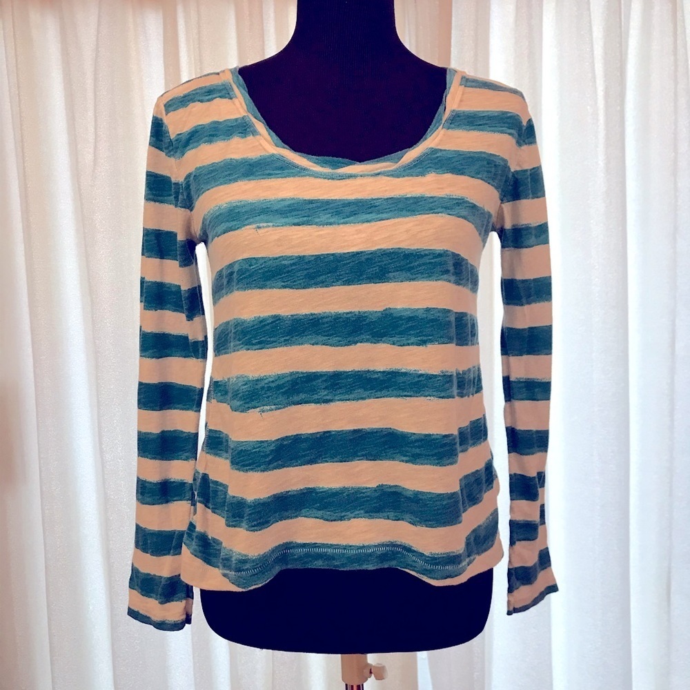Aeropostale Y2K Vintage Blue/White Striped Long Sleeve Tee Medium